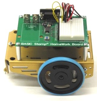 Aritza Etxebarria Ruiz y José Mª Angulo Usategui: Programación gráfica y visual en un robot educativo (Home Boe-Bot, robot, pbasic, GUIBot, microbot, ESO, sensores contacto, infrarrojos, movimiento, trayectoria)